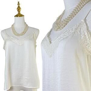 BP. Ivory Eyelash Lace Trimmed Spaghetti Straps Lingerie Camisole Women’s Size S